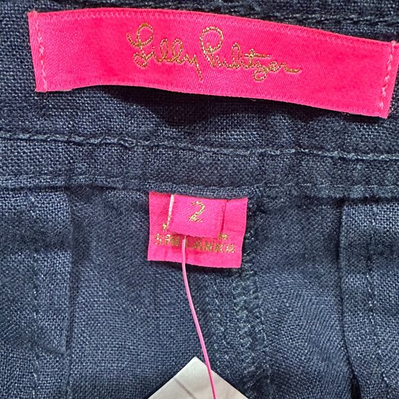 Lilly Pulitzer Breeta Linen Trousers True Navy Size 2 Style #013056‎ NWT - Picture 5 of 7